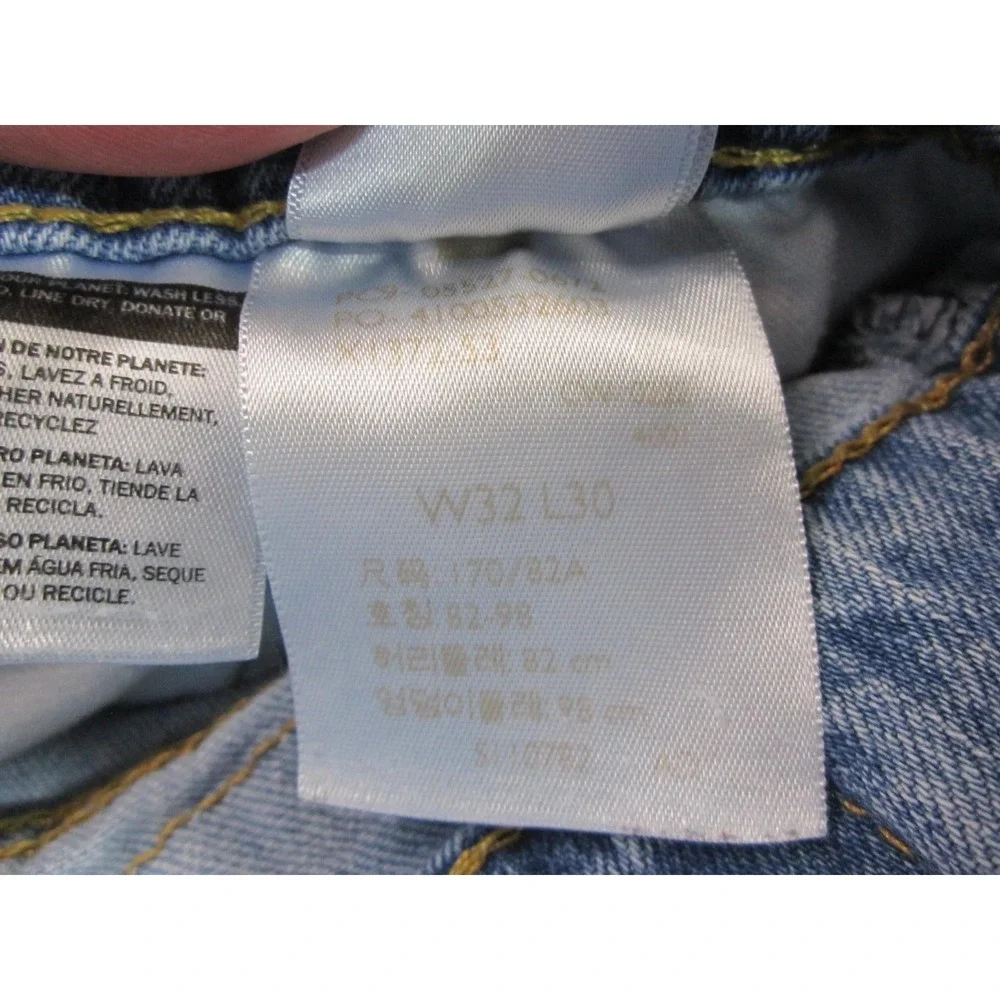 Levi's 527 Slim Bootcut Mens 32x30 Light Blue Frayed Hem Western Denim Jeans